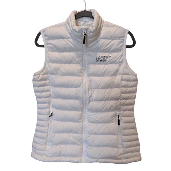 Scandinavian Explorer White Down Feather Puffer Vest with Travel Bag Medium - Picture 3 of 8